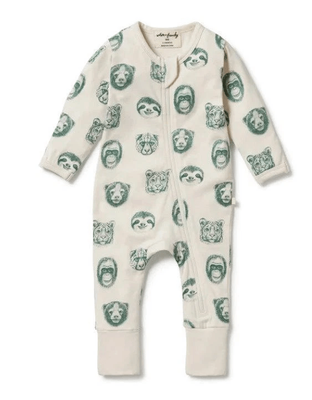 ORGANIC ZIPSUIT WITH FEET - HELLO JUNGLE