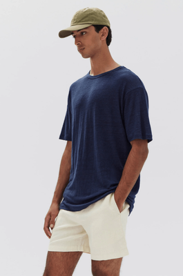 SEAFORD LINEN TEE - NAVY