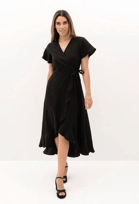 KAI WRAP DRESS - BLACK