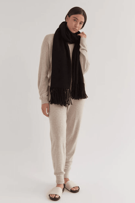 LONGLINE WOOL SCARF - BLACK