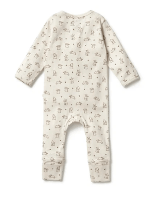 BUNNY LOVE ORGANIC POINTELLE ZIPSUIT WITH FEET