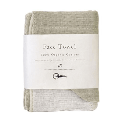 ORGANIC FACE CLOTH - GREEN - IVORY