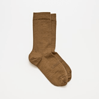 WOMAN MERINO WOOL CREW SOCKS - WALNUT