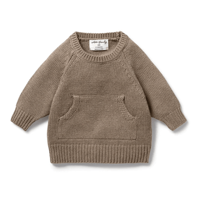 KNITTED POCKET JUMPER - WALNUT