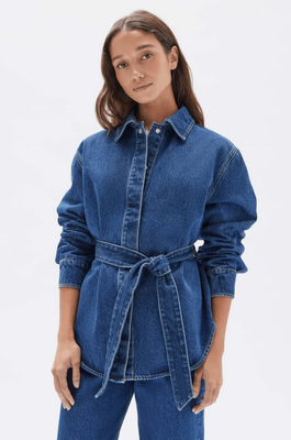 DENIM BELTED JACKET HERITAGE BLUE