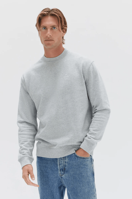 MENS STACKED CREW - GREY MARLE