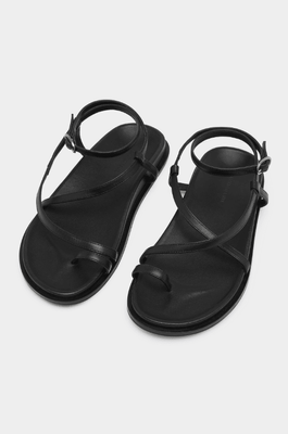 HILARY LEATHER SANDAL - BLACK