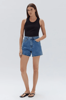 VINTAGE DENIM SHORTS - DARK STONE