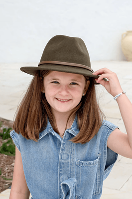 KIDS WOOL FEDORA - KHAKI