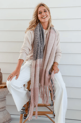 SOFT TEXTURED SCARF - PINK CHARCOAL