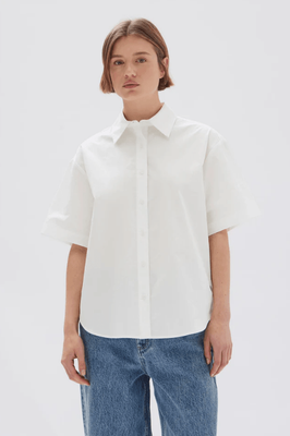 TALA POPLIN SHORT SLEEVE TOP - WHITE