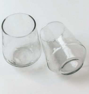 PAIR OF HAMMERED GLASS WATER TUMBLERS