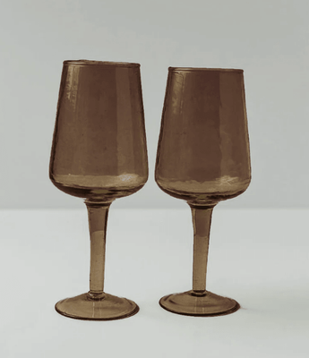 PAIR OF HANDBLOWN WINE GLASSES