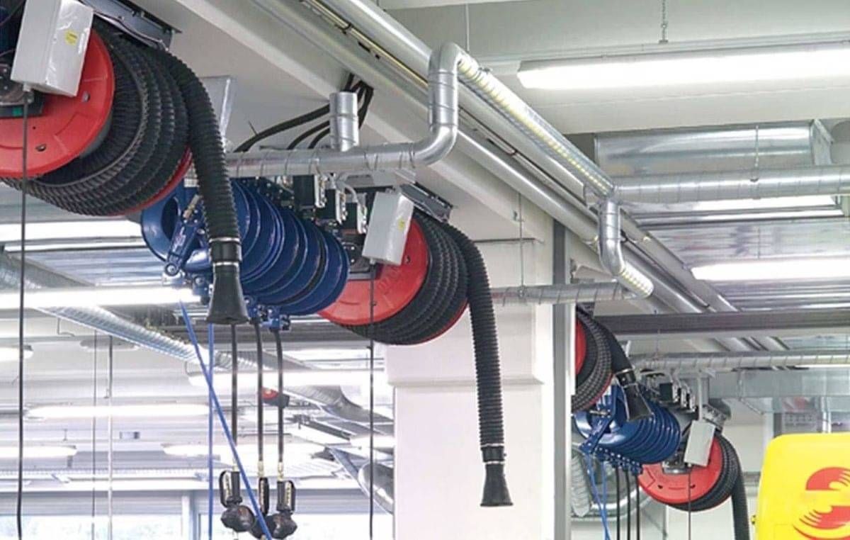 Retractable Extraction ASV 75560 workshop exhaust extraction unit with fan and hose