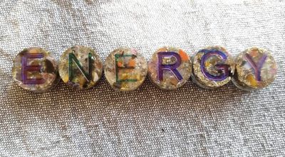 Raw Orgonite alphabet and number buttons approx 2.5g