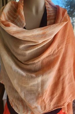 Echo Forest Shawl: Apricot and cream, dyed in the shibori style