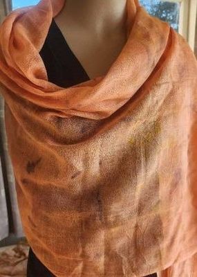 Echo Forest Shawl: Orange, dyed with onion skins and rose petals.