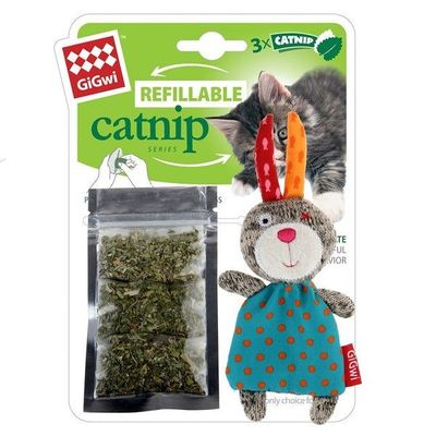 GiGwi Refillable Catnip Toy Rabbit - Multi-Colour