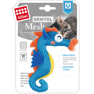 GiGwi Dental Mesh Catnip Cat Toy Seahorse