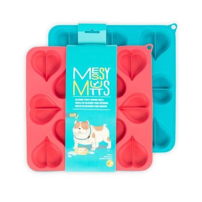 MESSY MUTTS - 2 Pack Silicone Bake &amp; Freeze Treat Making Mould (Heart Shape)