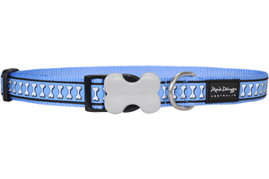 Red Dingo Dog Collar Reflective Bones Blue