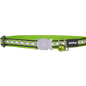 Red Dingo Cat Collar Reflective Fish Lime Green