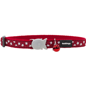 Red Dingo Cat Collar Stars White on Red