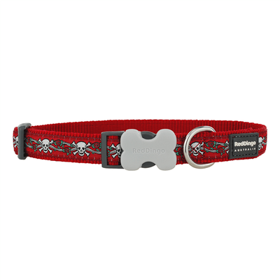 Red Dingo Dog Collar Skulls &amp; Roses