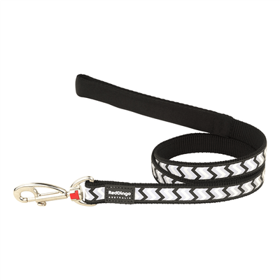 Red Dingo Dog Lead 1.2m - Reflective Ziggy Black