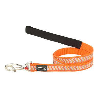 Red Dingo Dog Lead 1.2m - Reflective Ziggy Orange