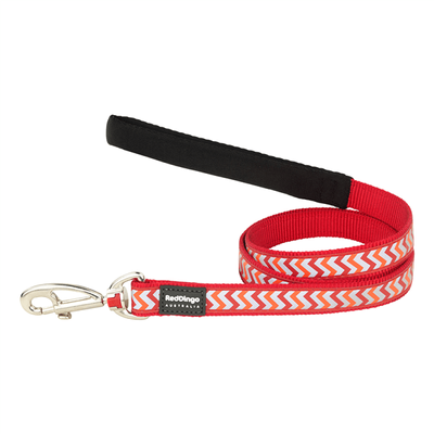 Red Dingo Dog Lead 1.2m - Reflective Ziggy Red