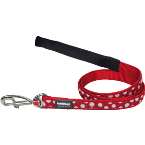 Red Dingo Dog Lead 1.2m Spots White on Red