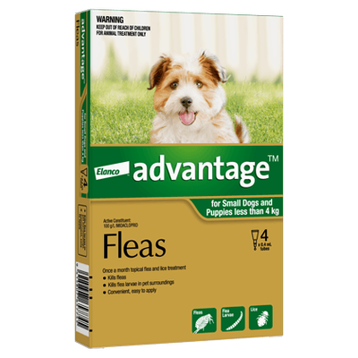 Advantage Flea Treatment for Dogs and Puppies up to 4kg - 4 Pack