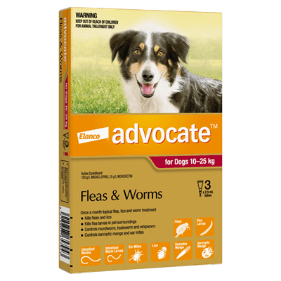 Advocate Flea and Worm Treatment for Dogs 10-25kg - 3 Pack