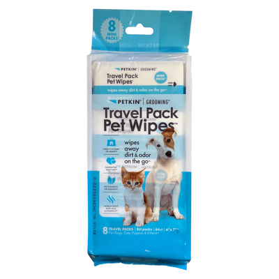 Petkin Travel Pet Wipes - 8 x 8 Pack