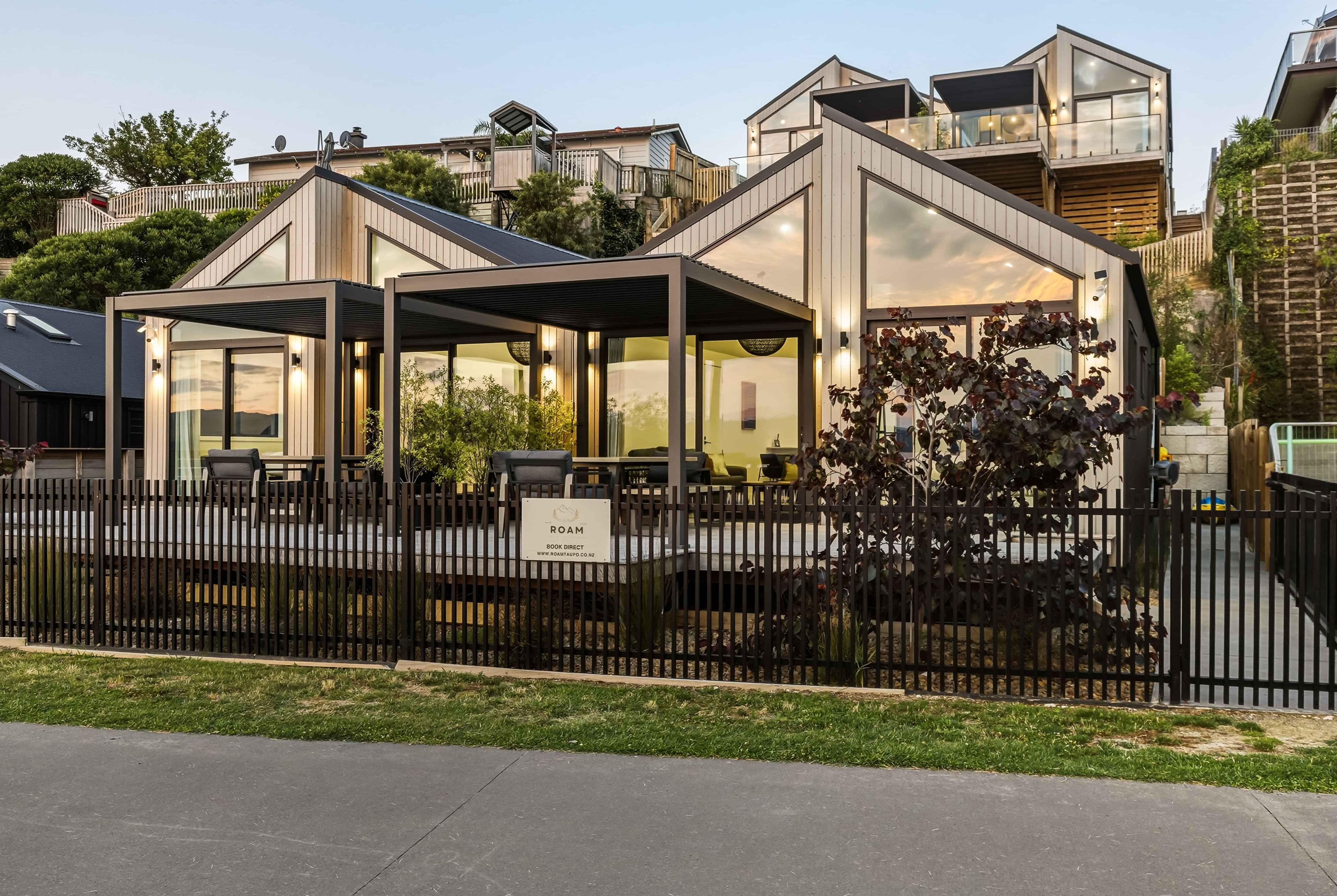 Lake Taupo view from master bedroom at Roam Taupo