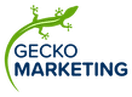 Gecko Marketing logo displays the company name in bold text, accompanied by a green gecko illustration arched over the text
