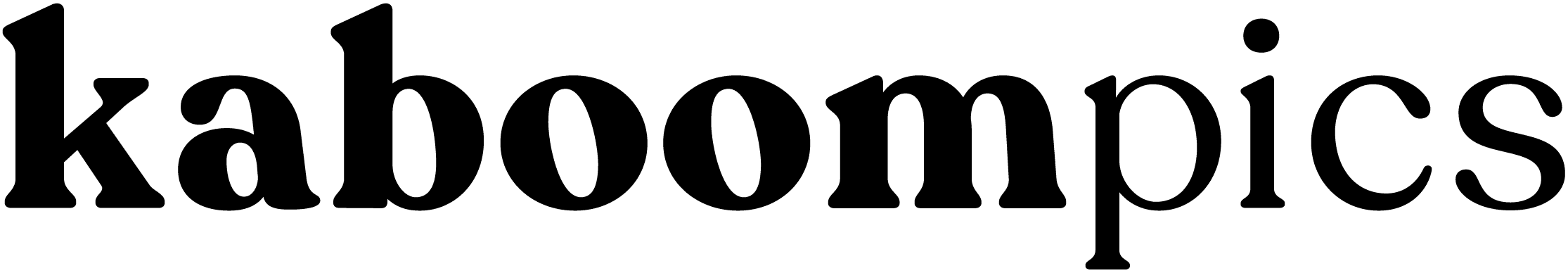 Kaboompics logo featuring the word "kaboompics" in bold, black serif font