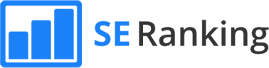 SE Ranking logo featuring bold black and blue text with a blue bar chart icon enclosed in a square on the left