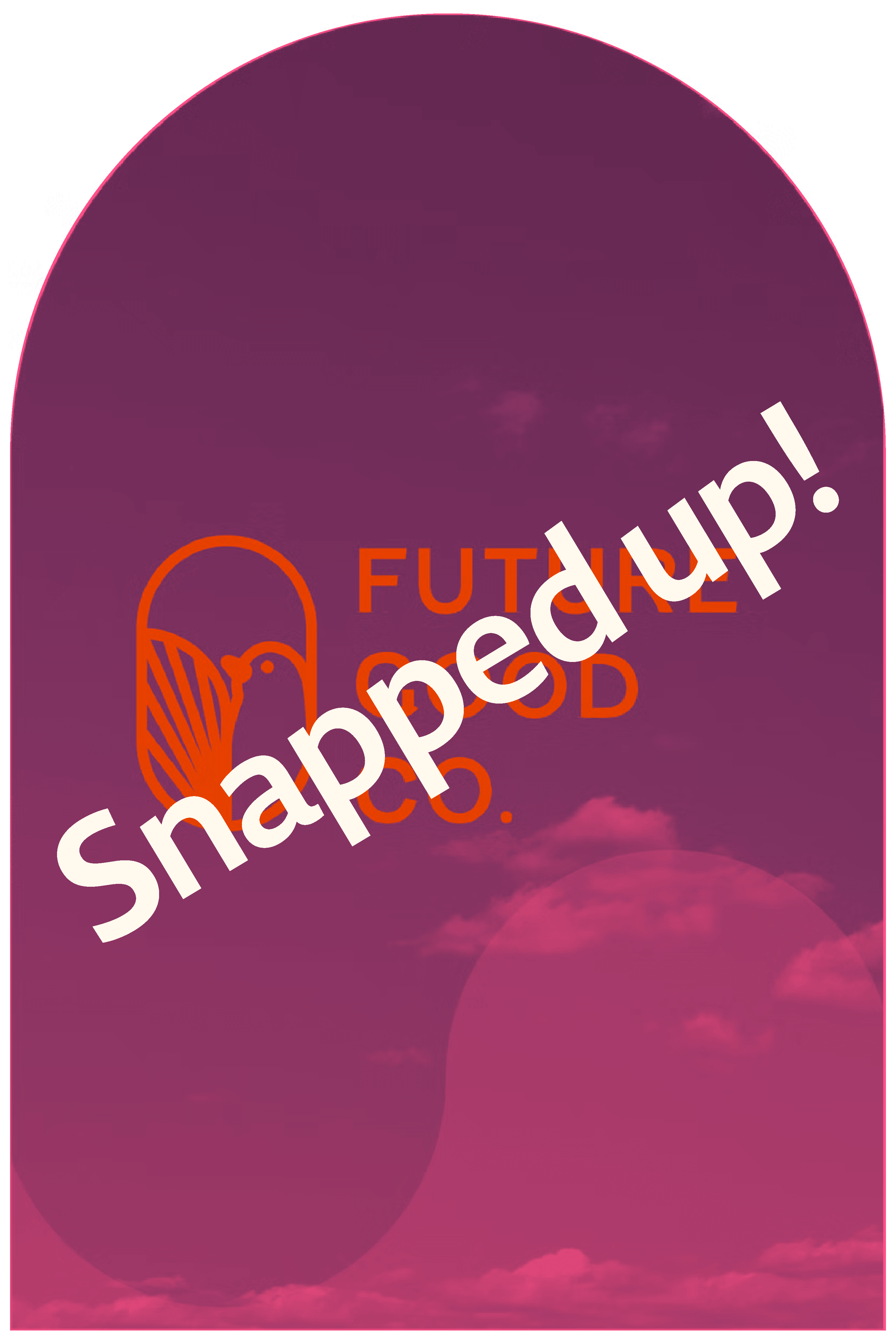 Future Good Co. logo in bold yellow text with a stylized bird emblem, set against a blue sky background