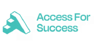 Teal isometric staircase icon forming the letter "A", next to the text "Access For Success"