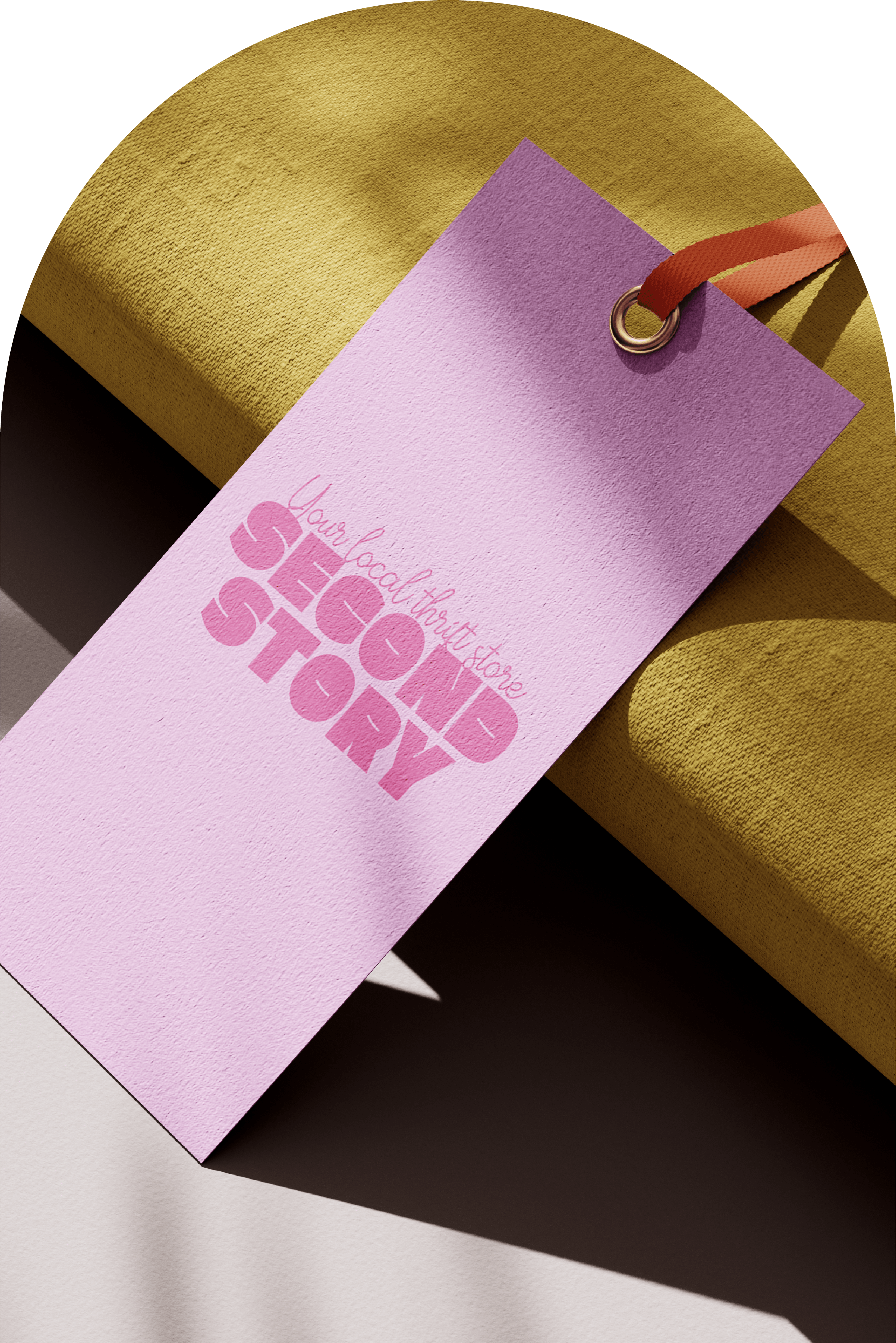 Vertical row of five brand colours: orange, cream, light blue, black, and mustard yellow