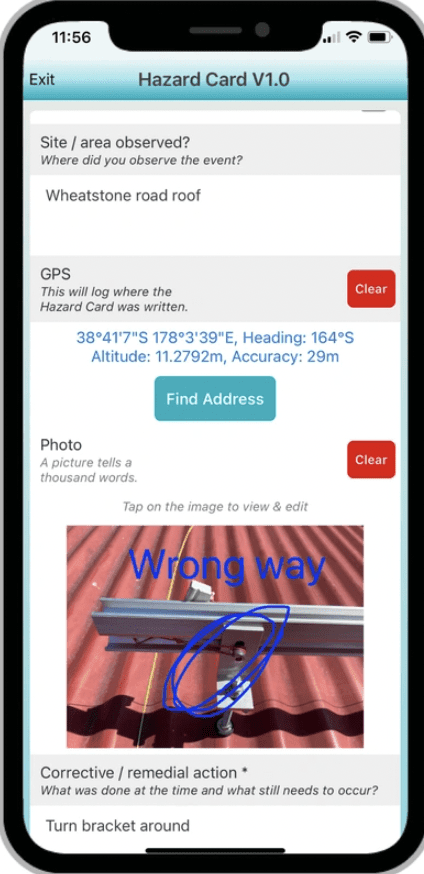 Photo editing area of Hazard Card