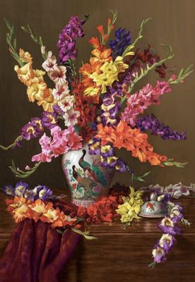 Castorland 1000 Piece Jigsaw Puzzle Gladioli In Chinese Vase