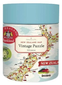Cavallini &amp; Co  New Zealand Map 500 Piece  Vintage Poster Jigsaw  Puzzle