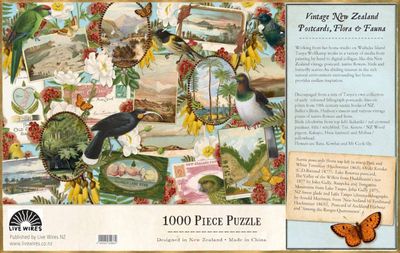 Wolfkamp &amp; Stone - NZ Birds &amp; Vintage Postcards - 1000 Piece Jigsaw Puzzle