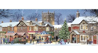 Holdson 748 Piece Panorama Jigsaw Puzzle Village Pubs Celebrate In Winter