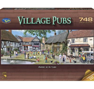 Holdson 748 Piece Panorama Jigsaw Puzzle Village Pubs Summer On The Lawn