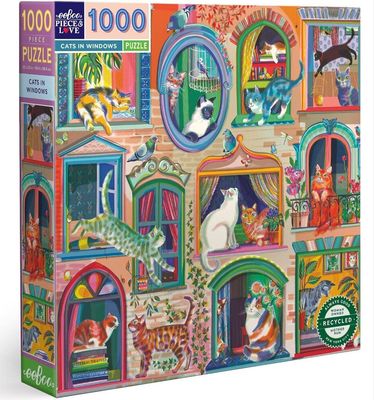 eeBoo 1000 Piece Jigsaw Puzzle Cats In The Window