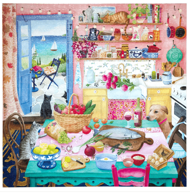 eeBoo 1000 Piece Jigsaw Puzzle Pink Kitchen